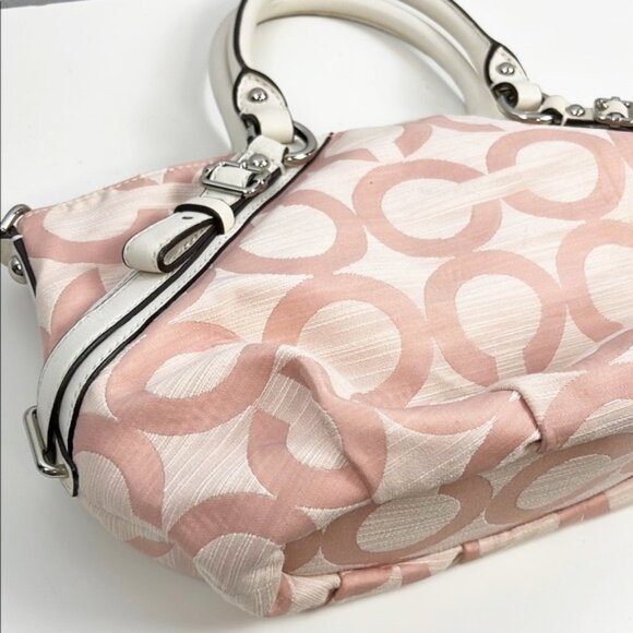 Coach Baby Pink Madison Monogram Signature Logo Canvas Satchel Bag 17000 - Picture 7 of 16